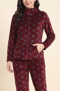 Zivame Minky Fur Knit Poly Winter Lifewear Set - Chocolate Truffle — thumbnail 5